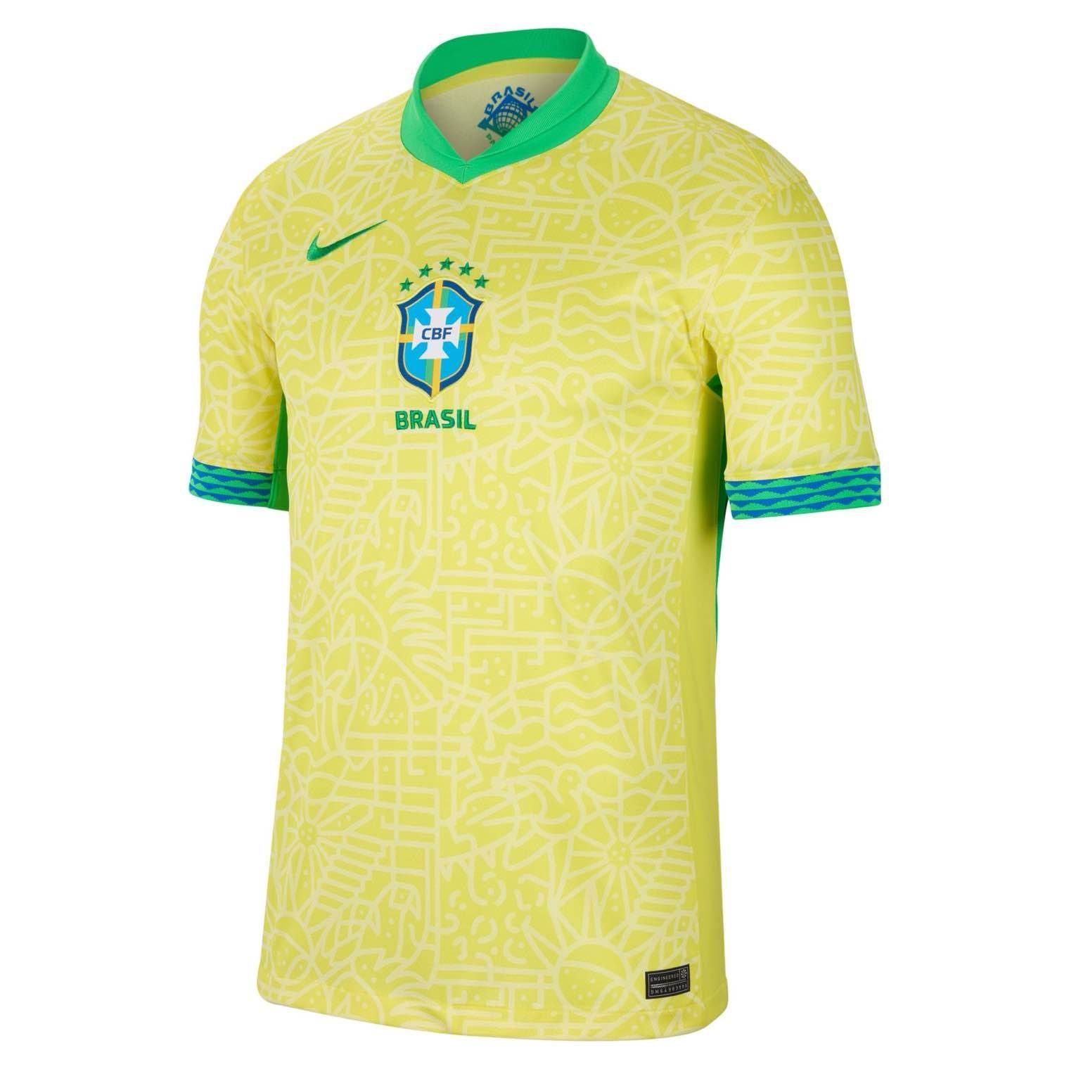 Brazil 2024 Stadium Home Licensed Jerseys Nike Yellow S