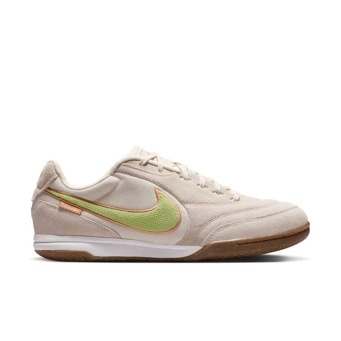 Nike Tiempo Streetgato PRM IC indoor soccer shoes in cream with lime green Swoosh