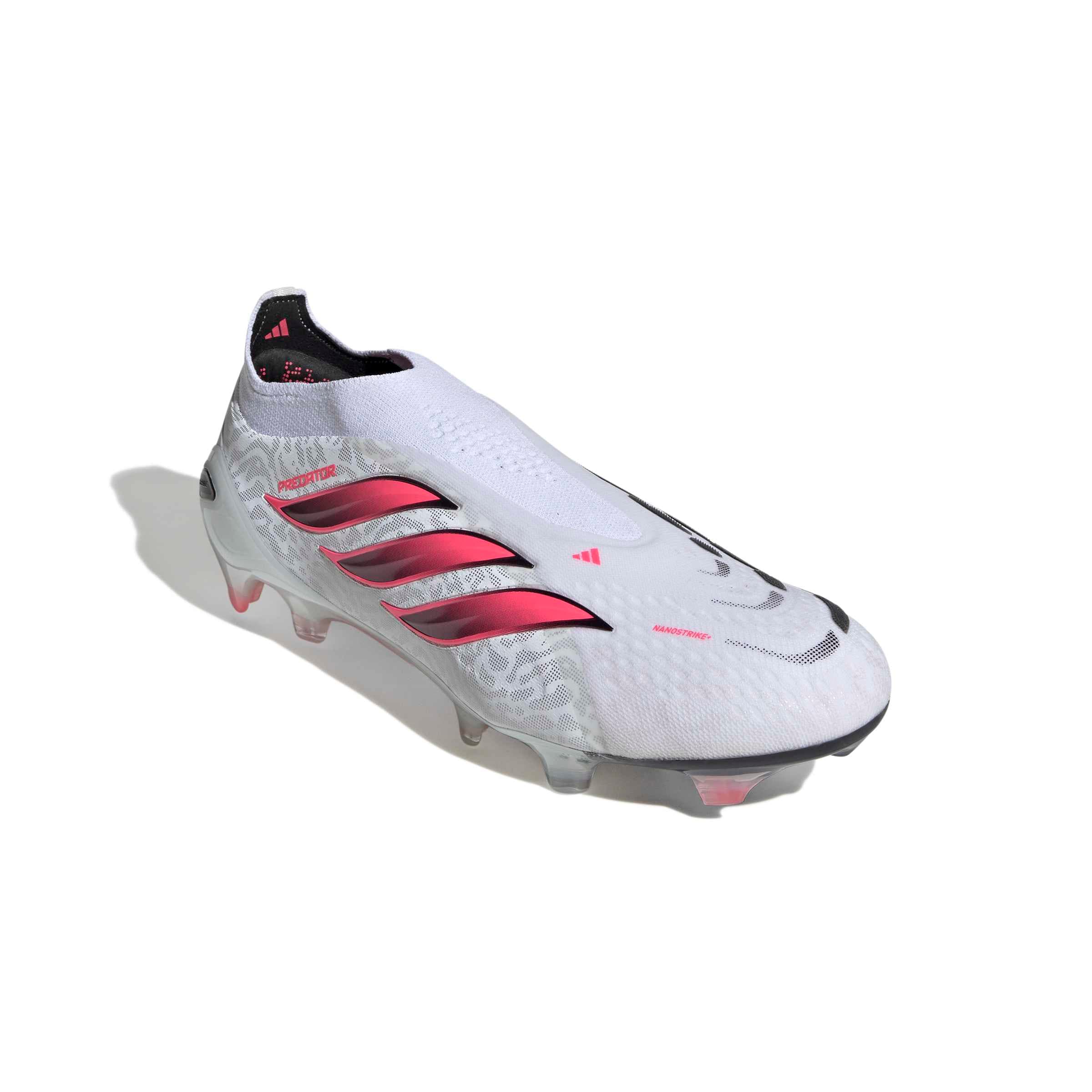 adidas Predator Elite Laceless FG soccer cleats in white, pink and black with firm-ground outsole