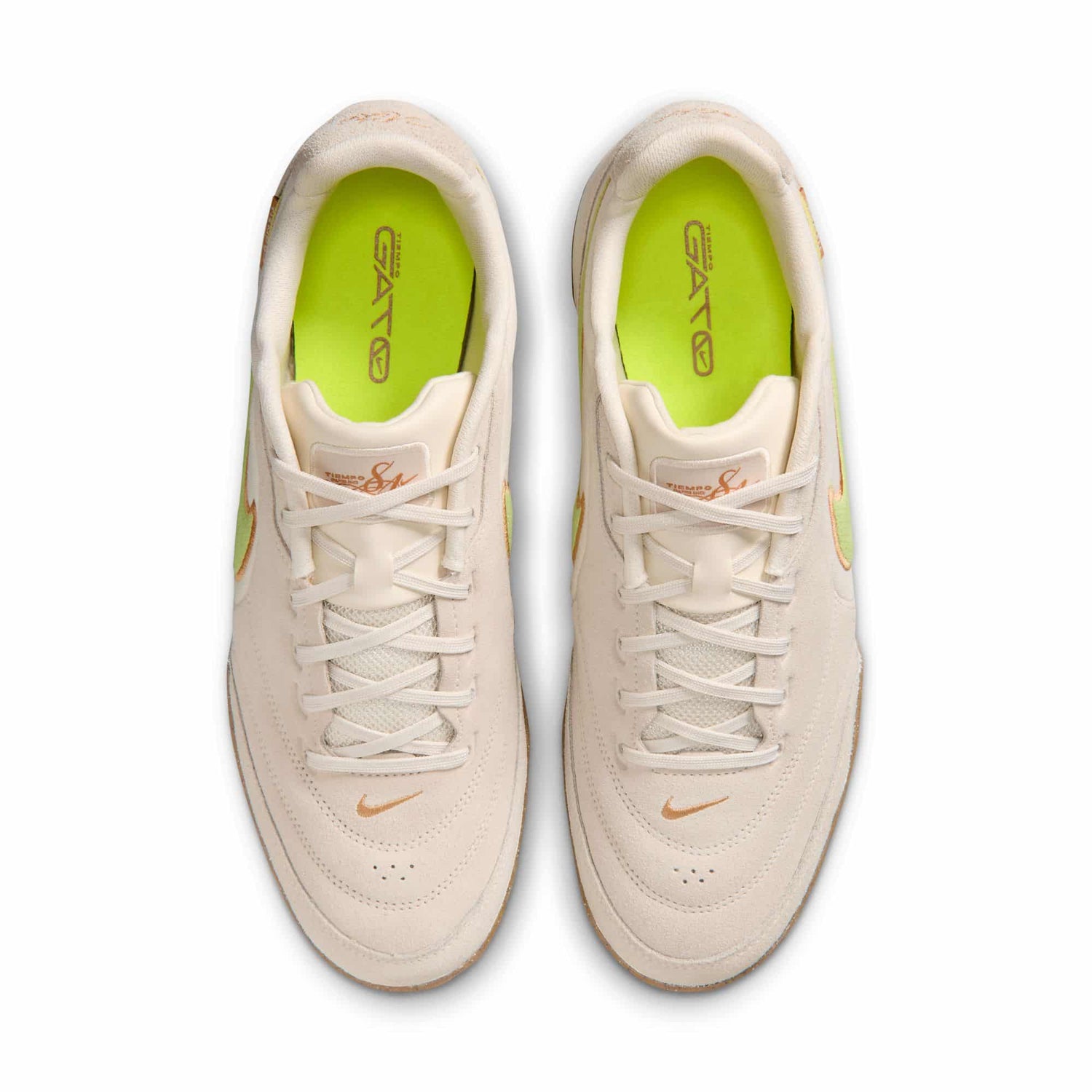 Nike Tiempo Streetgato PRM IC indoor soccer shoes in cream with lime green Swoosh