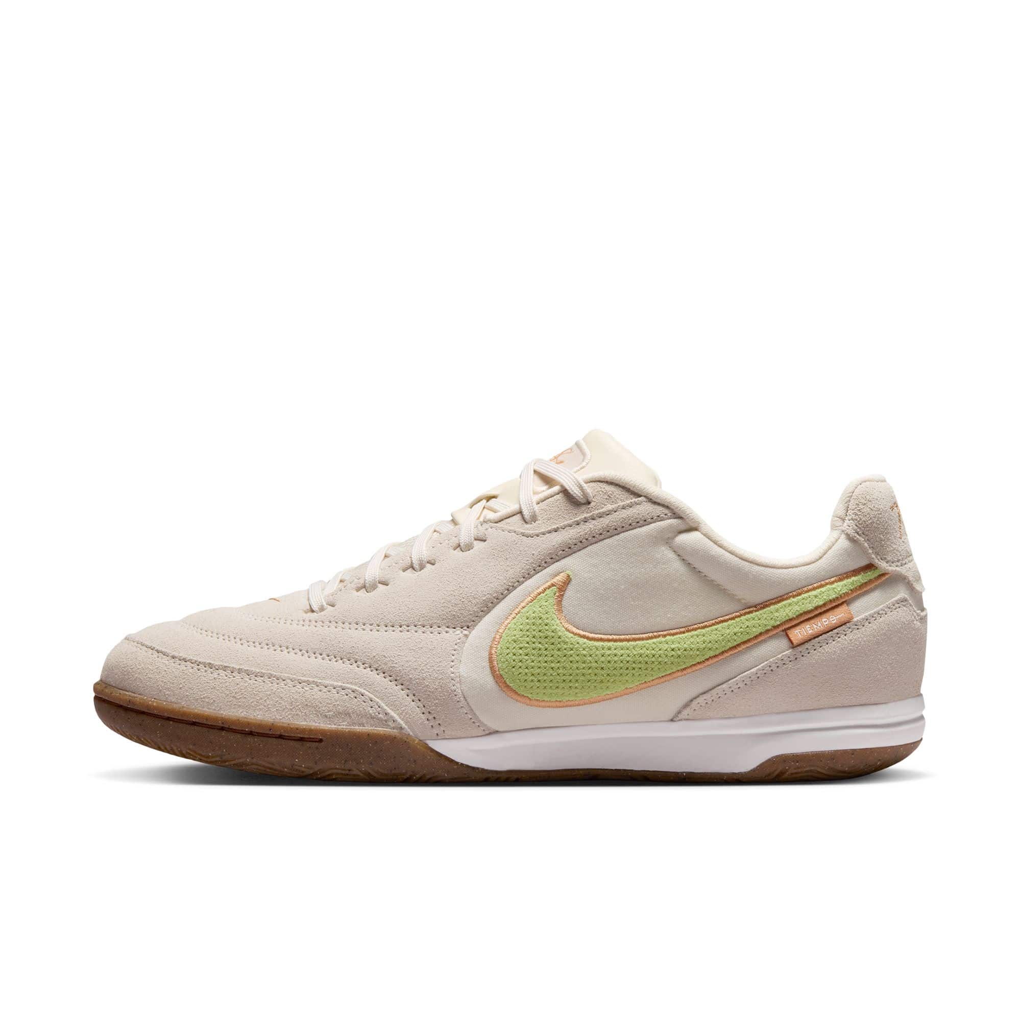Nike Tiempo Streetgato PRM IC indoor soccer shoes in cream with lime green Swoosh