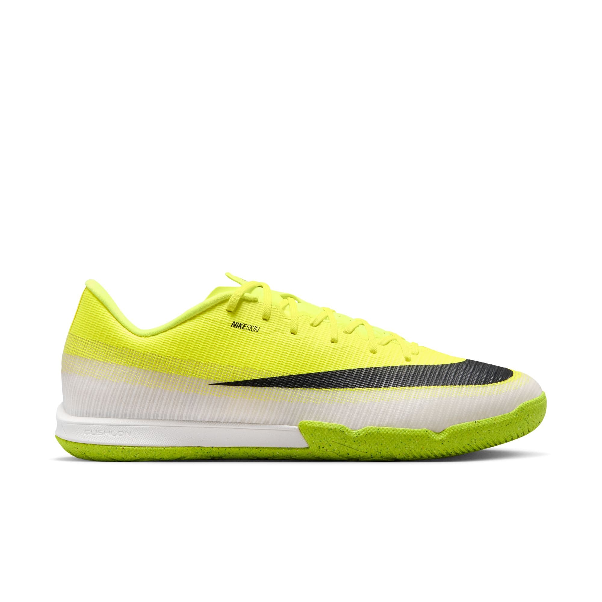 Nike Mercurial Vapor 17 Academy IC indoor court soccer shoes in volt yellow and black.