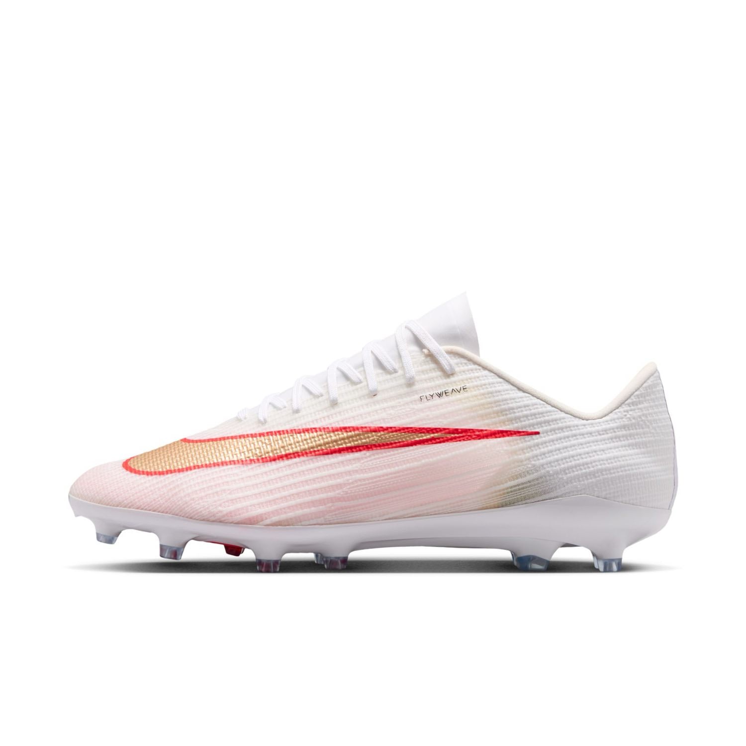 Nike Mercurial Superfly 11 Pro AG low-top artificial-grass soccer cleats in white with orange details and Air Zoom cushioning.