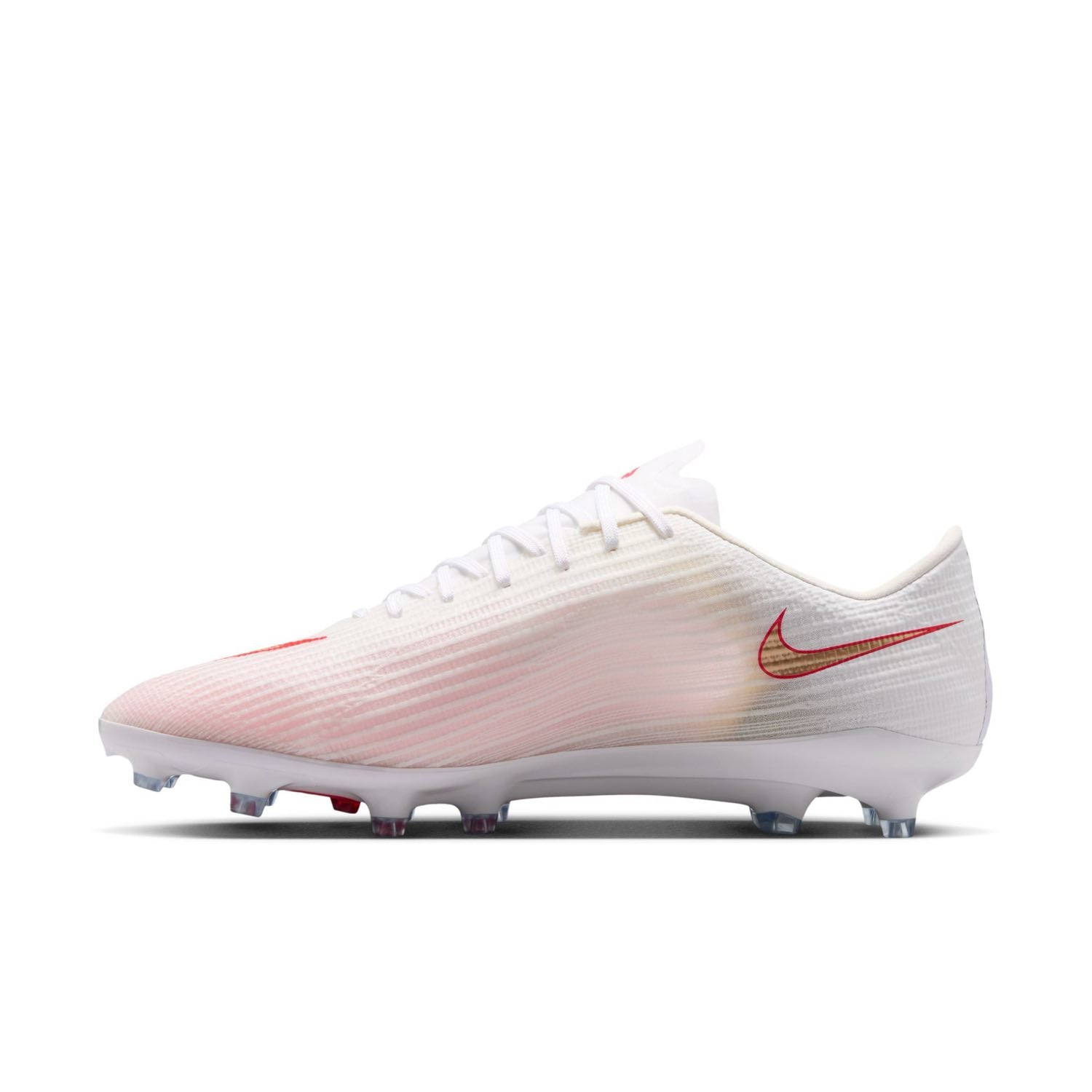 Nike Mercurial Superfly 11 Pro AG low-top artificial-grass soccer cleats in white with orange details and Air Zoom cushioning.