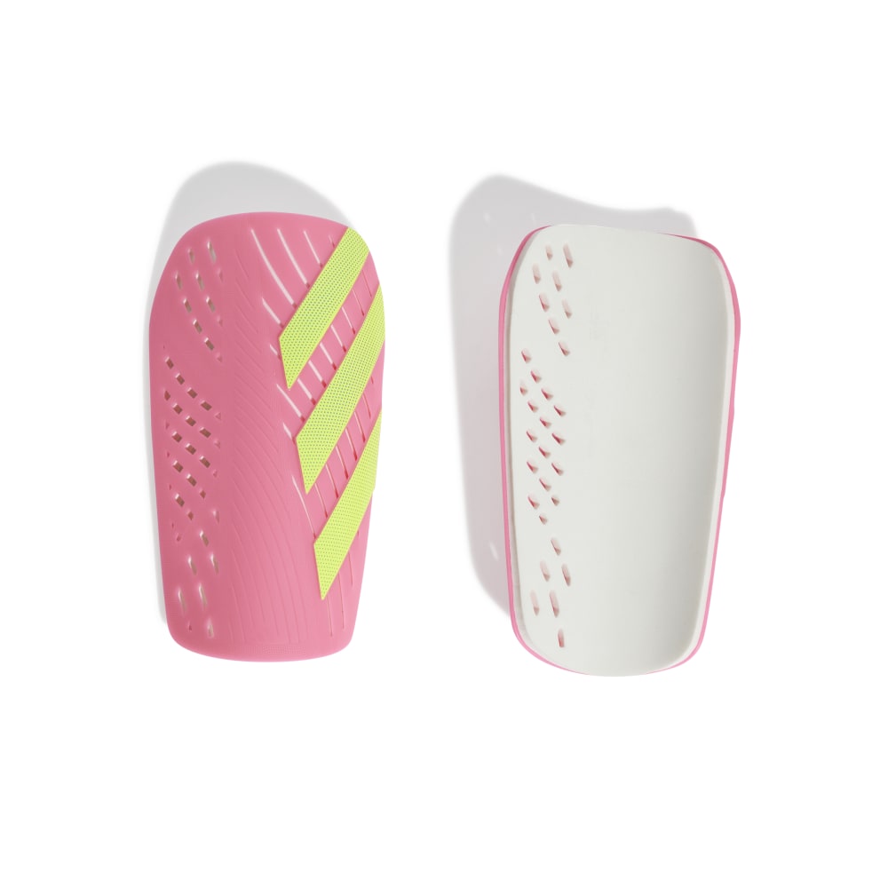 adidas Tiro Club Soccer Shin Guards with flexible hard shields and perforated foam backing for lightweight, breathable protection