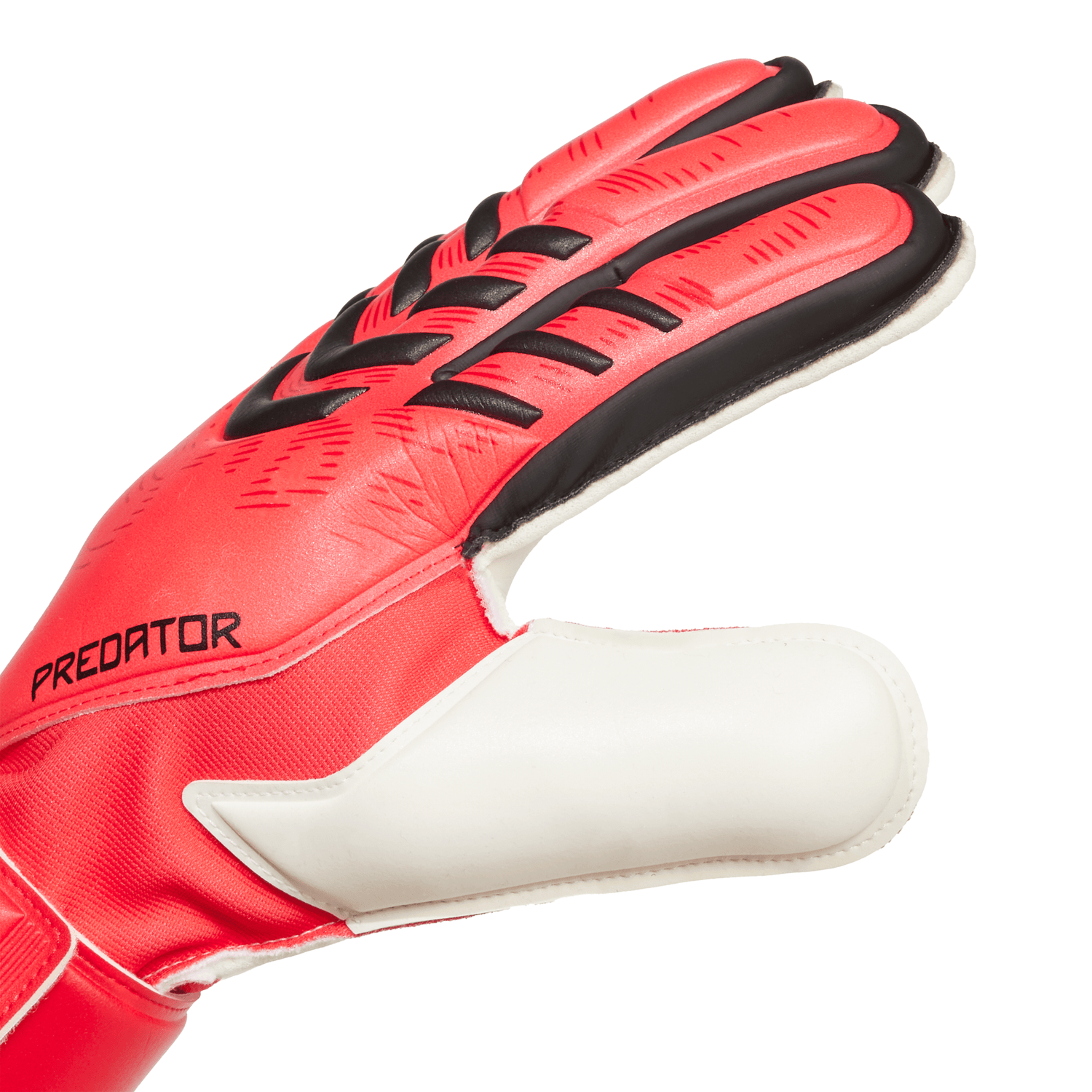 adidas Predator Match FS Goalkeeper Gloves with Soft Grip Pro latex palms, Fingersave spines, and half-wrap wrist strap for superior soccer performance.