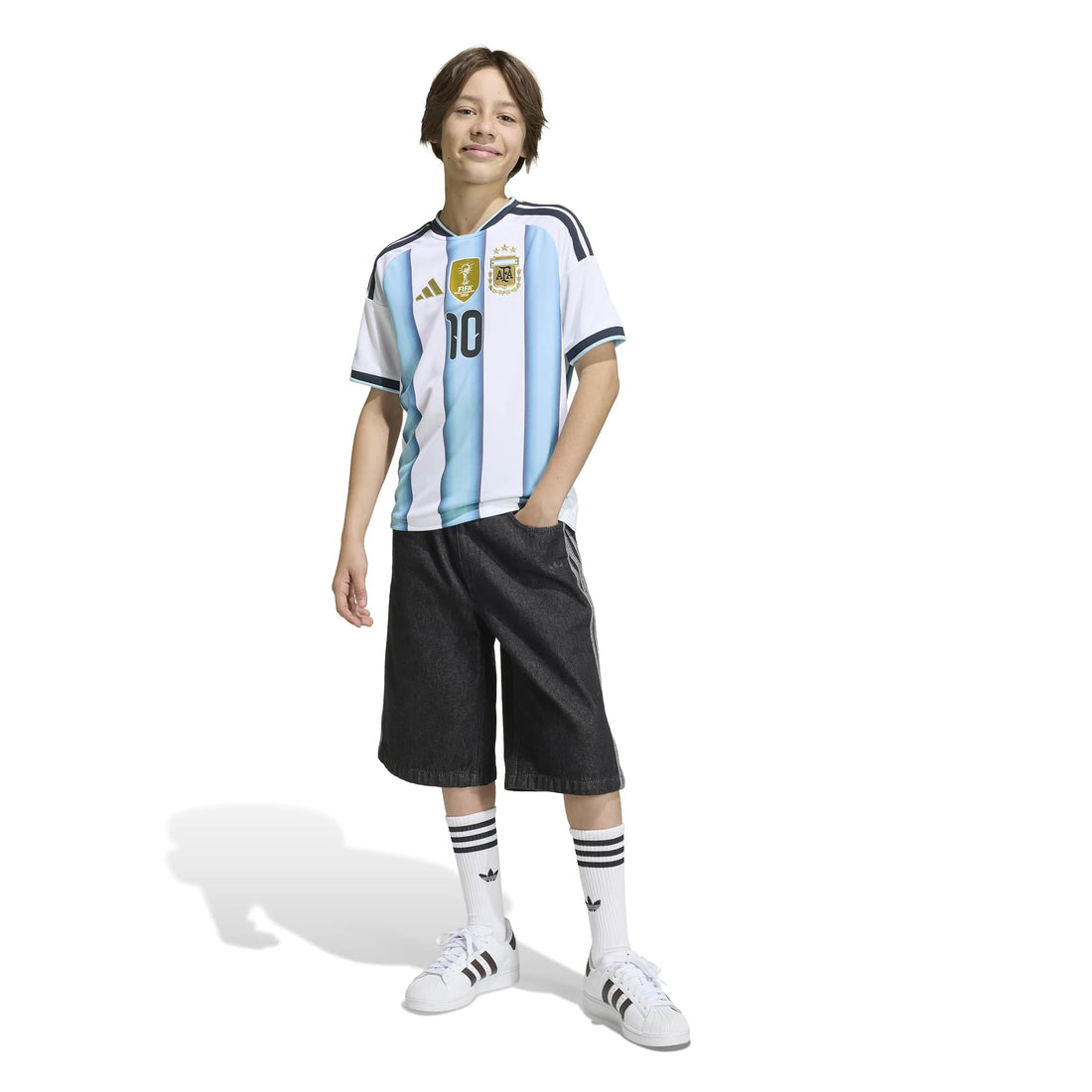 Argentina 26 Home Messi Jersey Jr. Official Jerseys adidas 