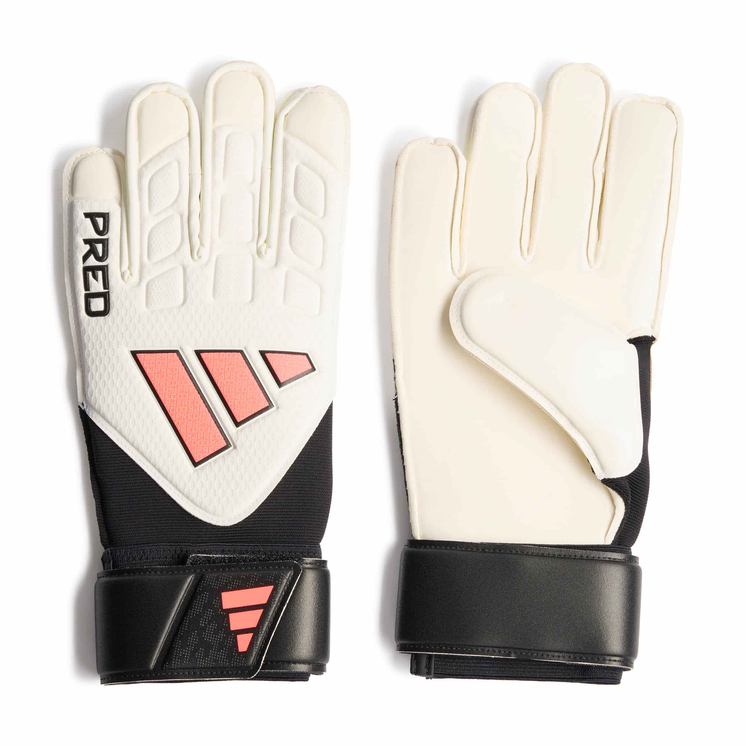 adidas Predator Match Goalkeeper Gloves in white, black and coral