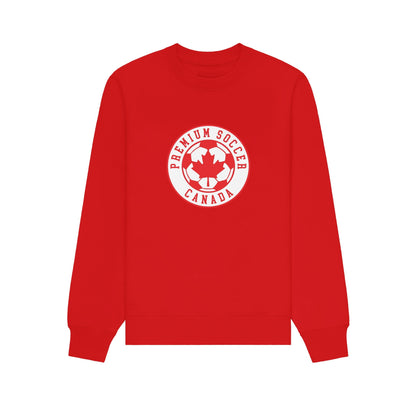 Premium Soccer Old School Crewneck in red with vintage Canada-inspired graphic
